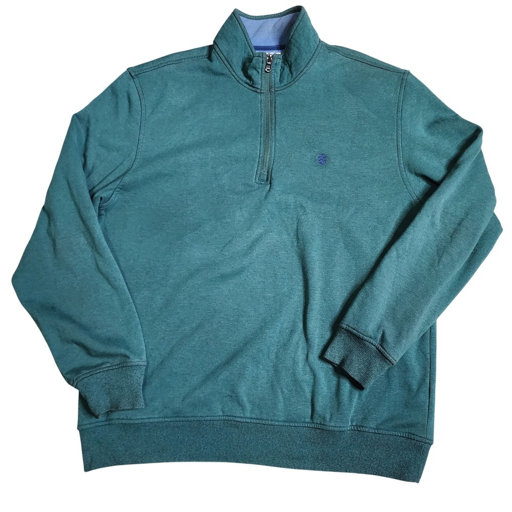 IZOD Mens Advantage Performance 1/4 Zip Pullover Teal Green Stretch Outdoor L